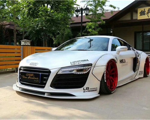 Fast super running Audi R8 lowered posture gorgeous and elegant
