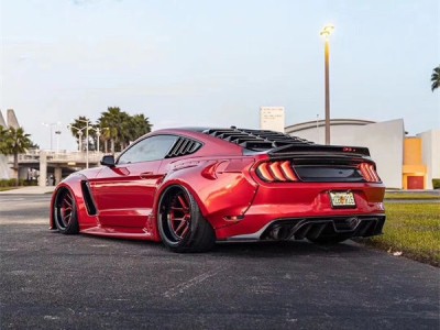Wide body blessing Ford Mustang lowered red wide body low lying