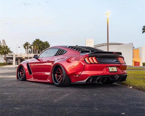 Wide body blessing Ford Mustang lowered red wide body low lying