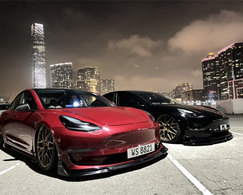 Unleash the Style: Tesla Model 3 with Captivating Lowered Modification