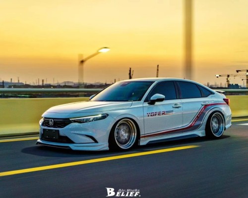 Showcasing unique style: Honda Integra is equipped with Lowered suspension system