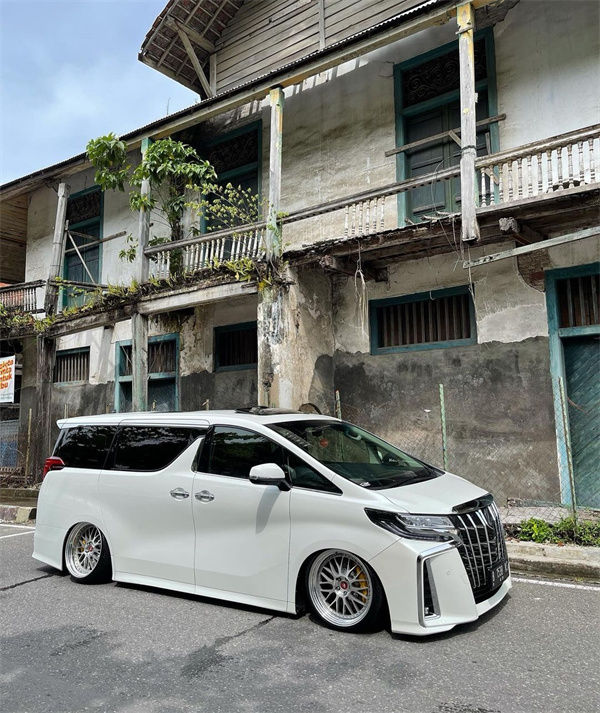 MPV-style Toyota Alphard30 lowered is sticking to the ground